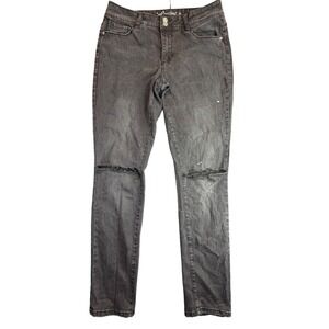 Revolt Jeans Women 12 Black Distressed Trashed Skinny Denim Pants